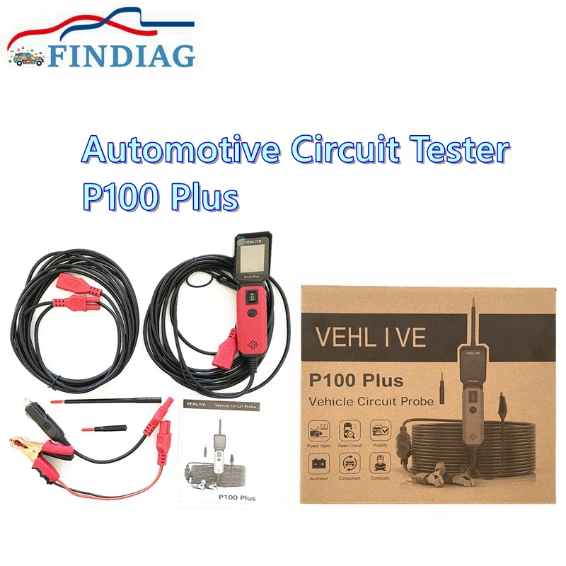 !!P100 PLUS Automotive Circuit Tester Built-in Flashlight Power Circuit Probe Kit VEHLIVE Vehicle Circle Probe Electrical System