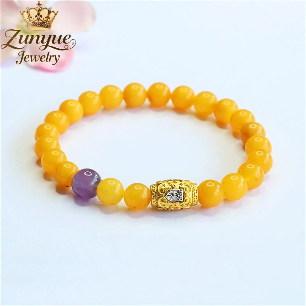 

Natural Chicken Fat Yellow Amber Amethyst Bracelet Luxury Quality Jewelry Fashion Jewelry Exquisite Elegant Charms Popular Gift