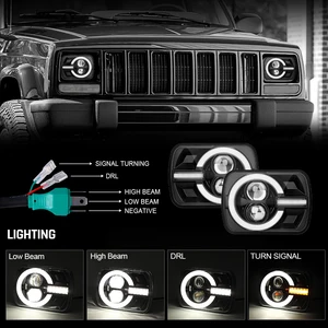 Dönen DRL Hi-Lo ışınından gelen sinyalle far LED'i, Toyota Kamyonetiniz için sis farları, Kamyon, Jeep Wrangler YJ Cherokee XJ, Nissan 240SX, 5x7 inç Far için en iyi 10 satış, jeep xj, - №9
