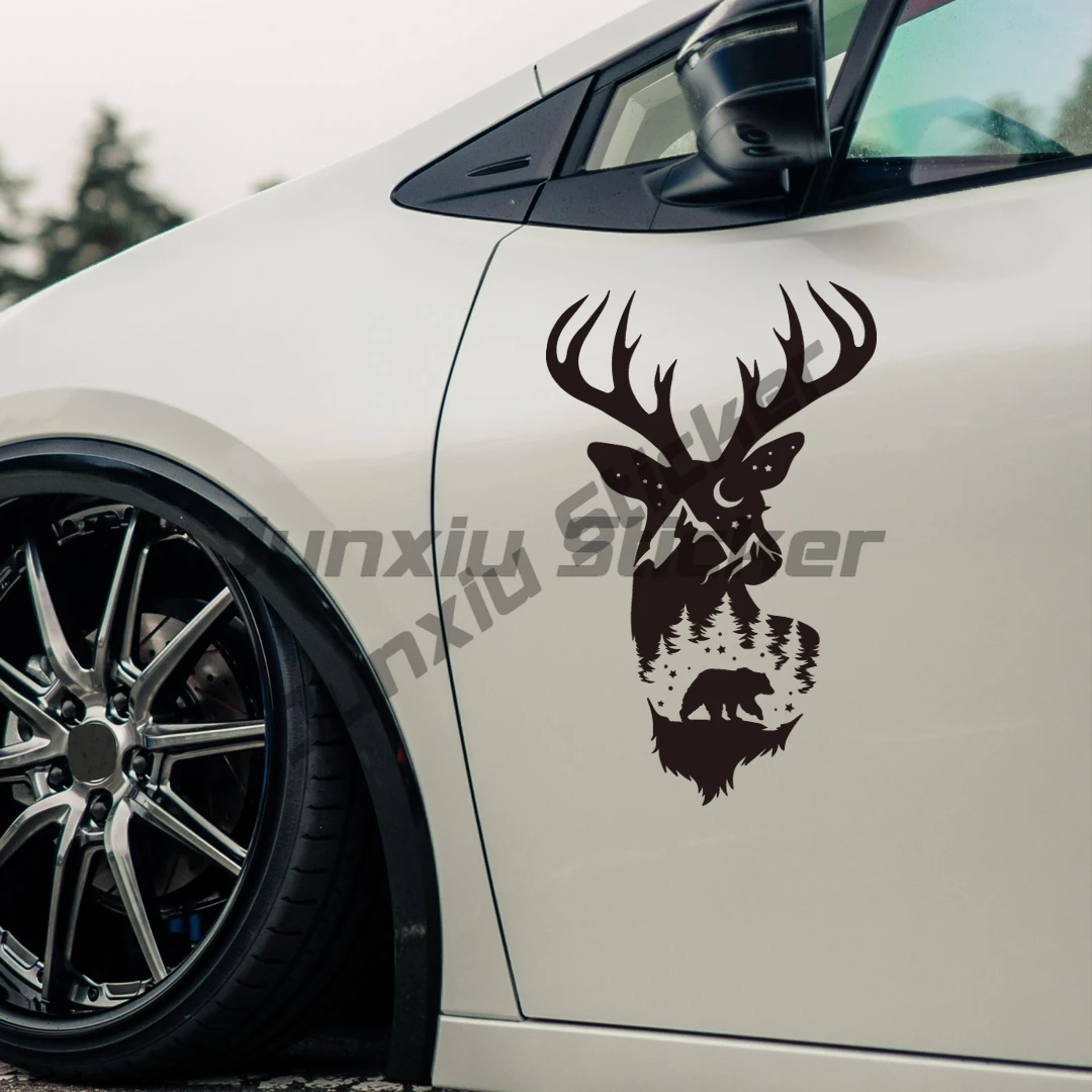 

Starry Deer and Polar Bear: Fun and Creative Car Stickers, Glass Windows, Body Decoration Stickers, Personality Customized