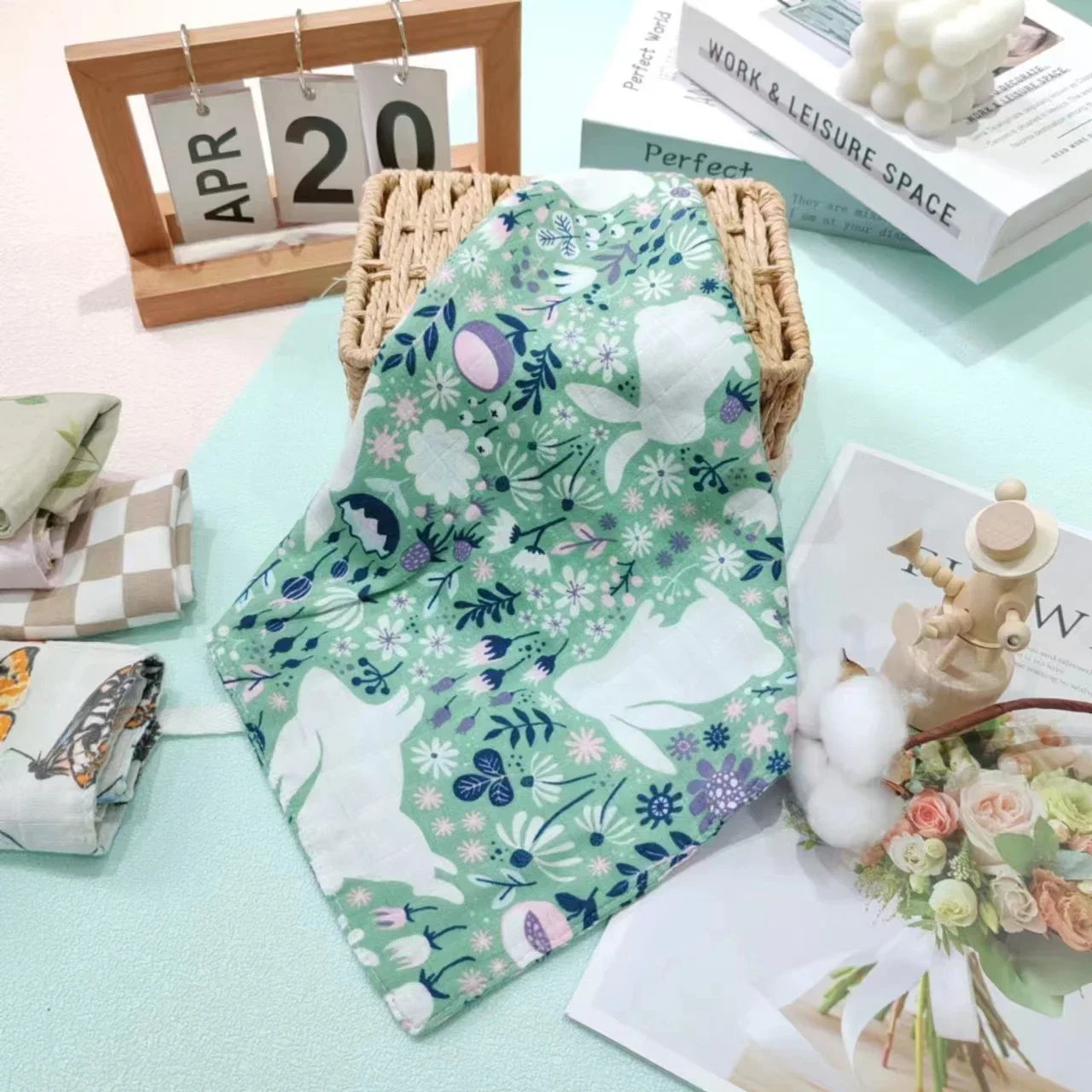 5pcs/sets Washcloth Facecloth Handkerchief Bamboo Cotton Muslin Squares 4 Layers Feeding Bib Infant Wash Hand Face Wipes Towels