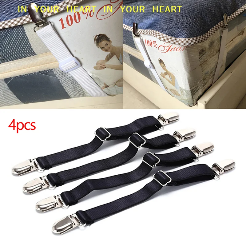 【X】2Pcs Adjustable Elastic Bed Sheet Clip Mattress Cover Corner Holder Clip Fasteners Straps Grippers Elastic Hook Sets
