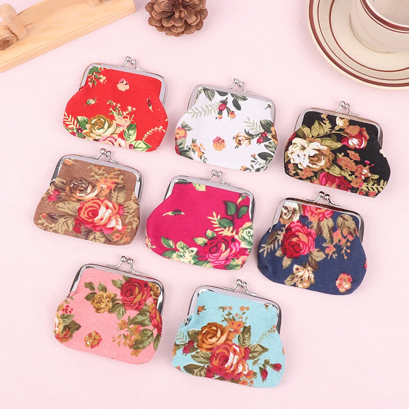 

1Pc Elegant Roses Canvas Mini Coin Purses Zero Wallet Lady Zero Wallets And Coin Bag Child Girl Women Change Purse