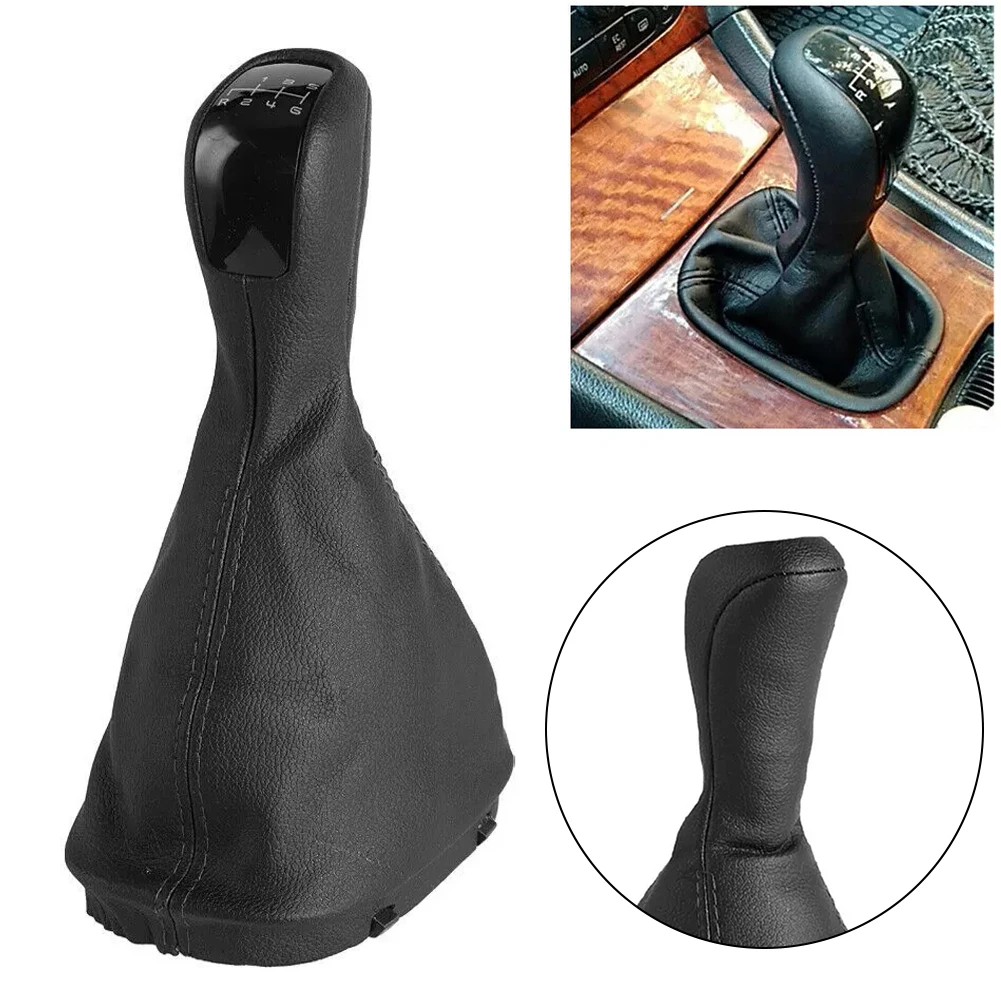 6 Speed Gear Lever Hand Ball Dust Cover Set Gear Shift Knob Shifter Lever For Mercedes-Benz C-Class W203 2000-2007 Leather ABS