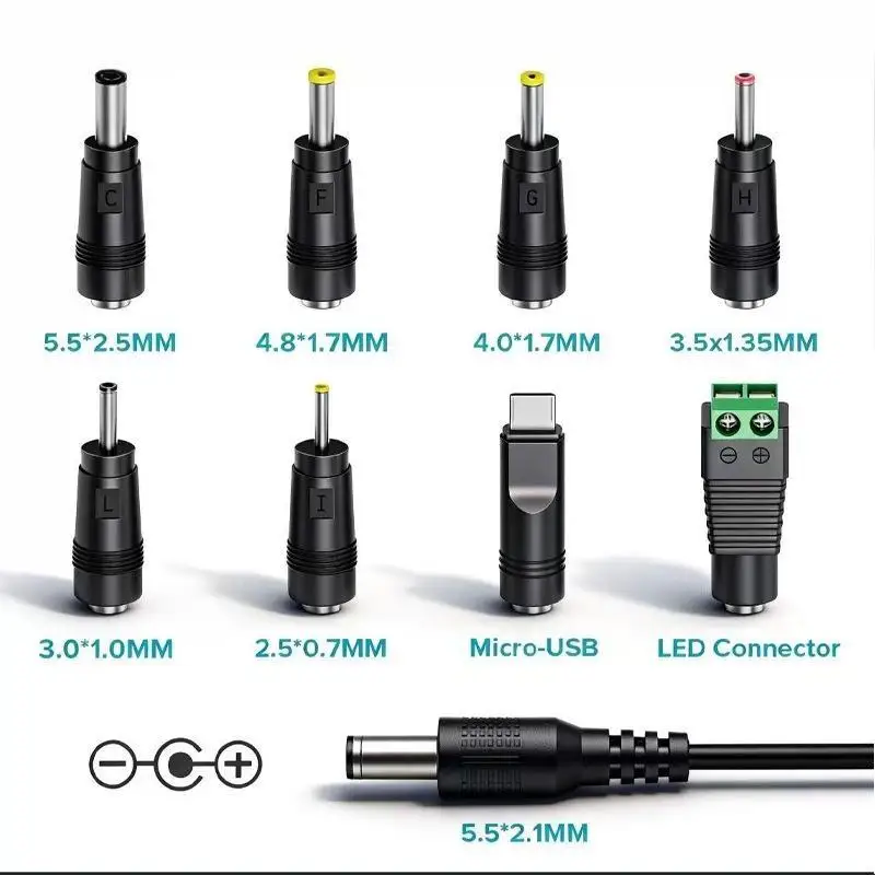 9Pcs USB A To DC Boost Cable USB To 5/9/12V DC Power Cable With Adapters USB To DC Jack Connector Power Supply Adapter