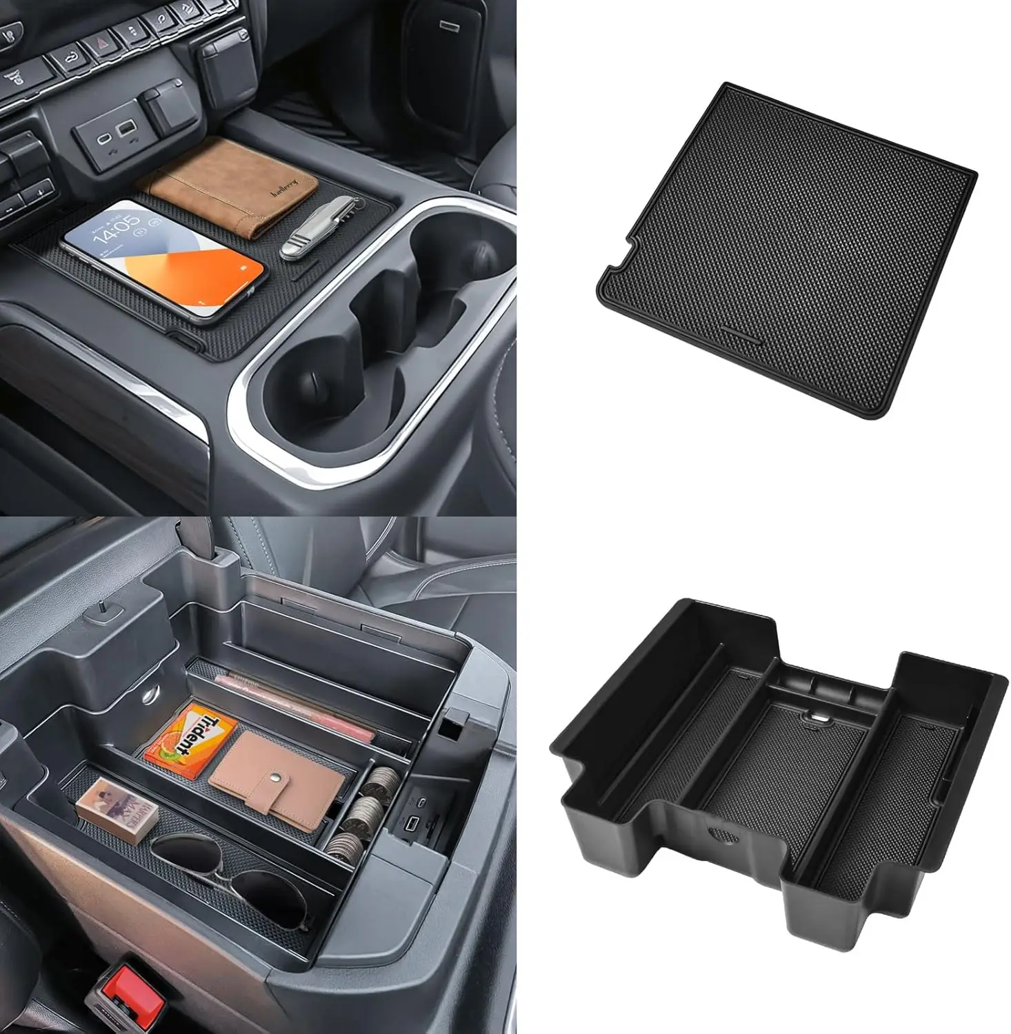 

TACOBRO Full Center Console Organizer Compartment Cover for 2020-2023 Silverado/Sierra 2500HD/3500HD & 2019-2022 Chevy Silverado