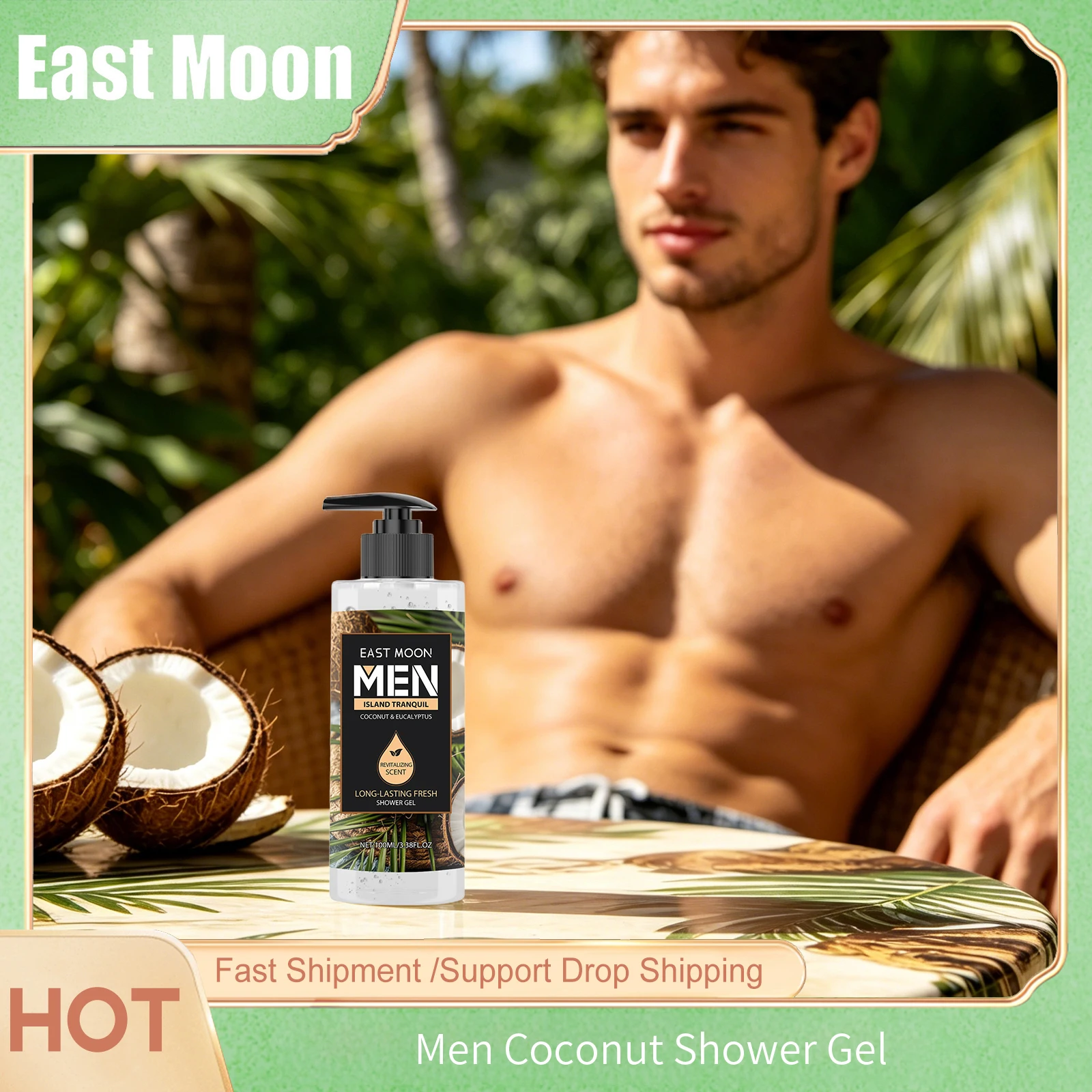 Żel pod prysznic East Moon Men Lasting Fragrance, głęboko oczyszczający, usuwający martwy naskórek, redukujący melaninę, wygładzający i odżywiający ciało