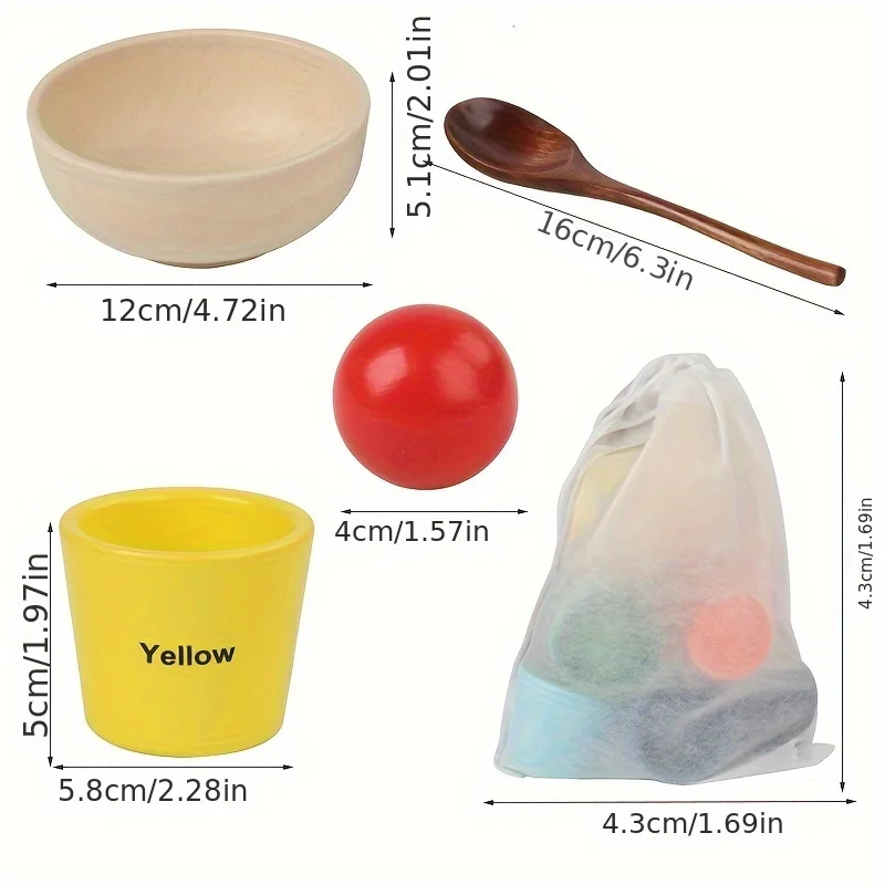 Jouet éducatif Montessori pour bébé, 7 couleurs, arc-en-ciel, boule et tasse en bois, classification des documents, exercice de motricité fine, cadeau d'apprentissage