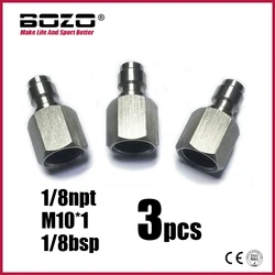 3pcs Quick Disconnect Charging Adaptor 8mm Male Pulg Coupler Connector Stainless Steel 1/8NPT M10*1 1/8BSPP