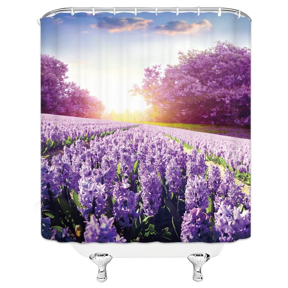 Wasserdichter Polyester Stoff 3d Bad Vorhang frische Blumen für Badezimmer Vorhang Landschaft Dusch vorhang Wohnkultur lang 180*200cm