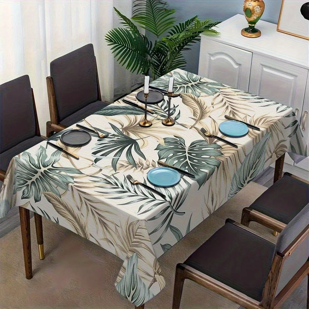 1pc Tropical Leaf Element Tablecloth, Durable And Heat-Resistant, Suitable for Picnics, Camping, Weddings, Birthday Parties, Holidays, Catering, Buffets, Home Kitchen Protection