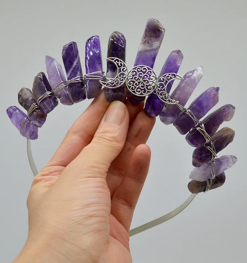 القمر كريستال تاج تيارا تاج الزفاف السماوية السحرية خوذة الهلال القمر تاج البوهيمي تاج 1 قطعة #5