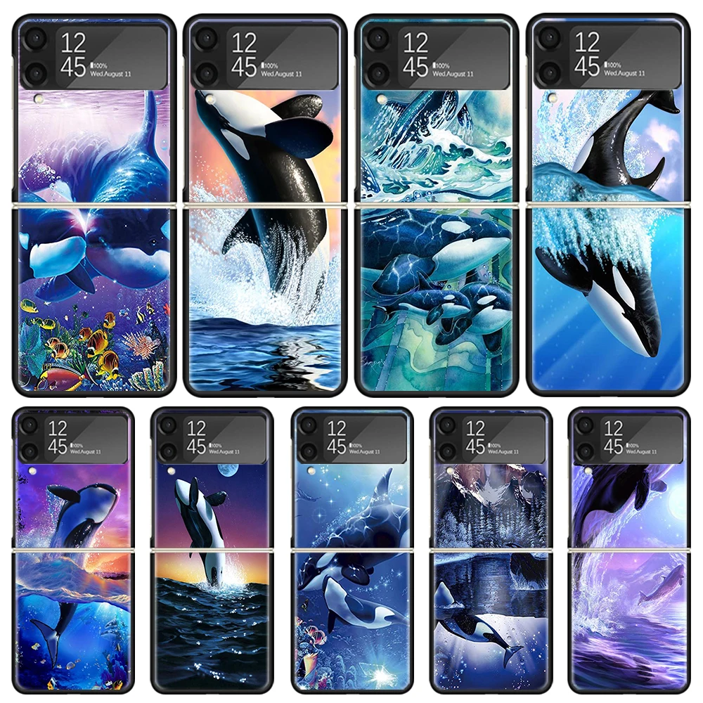 Sea Orcinus Orca Phone Case For Samsung Galaxy Z Flip3 Flip4 Flip5 Flip6 PC Shell For Z Flip 3 4 5 6 Hard Folding Art Cover