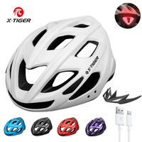 X-TIGER Bicycle Helmet MTB Cycling Helmet LED Light Outdoor Sport Helmet Road Racing Mountain Bike Helmet Rechargeable With Brim