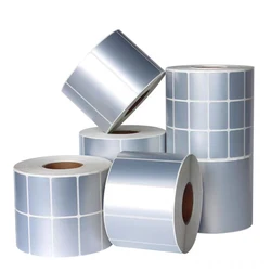 Matte Silver self-adhesive label PET sticker Barcode printing paper Blank roll waterproof tear and oil proof fixed asset label