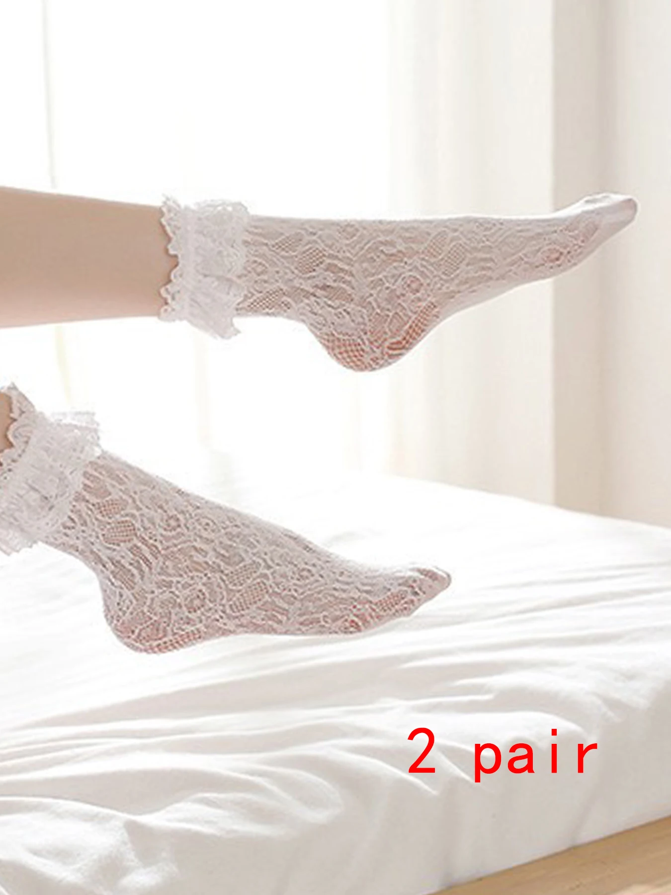 2 Pair Sexy Lace Mesh Socks Lolita Socks Cosplay Costumes Accessories Medium Tube Japanese Maiden Lovely Sweet Princess Socks