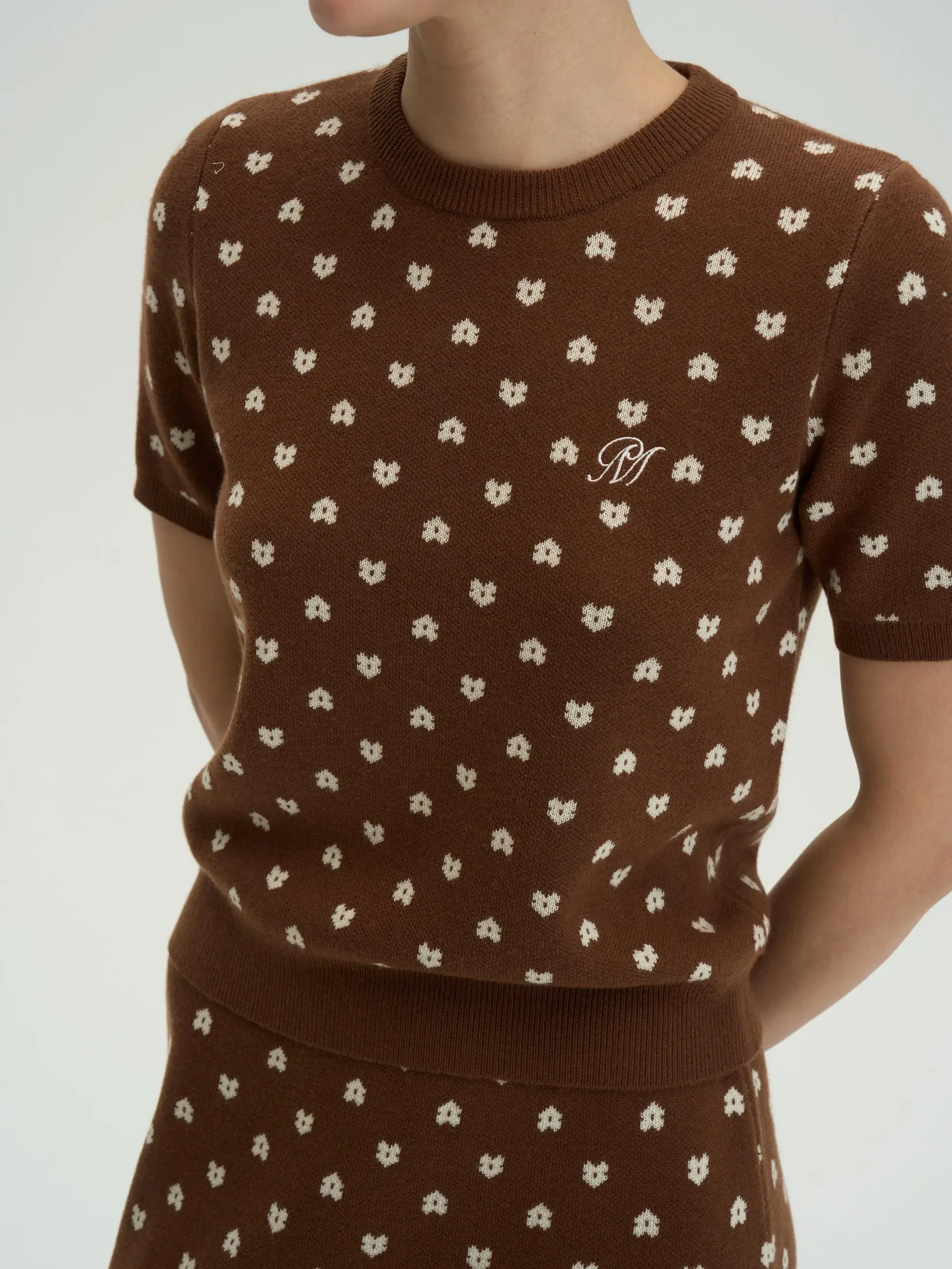 

Женский вязаный свитер Piece Mind в винтажном стиле с цветочным узором, круглым вырезом, коротким рукавом, свободного кроя, укороченный, для повседневной носки