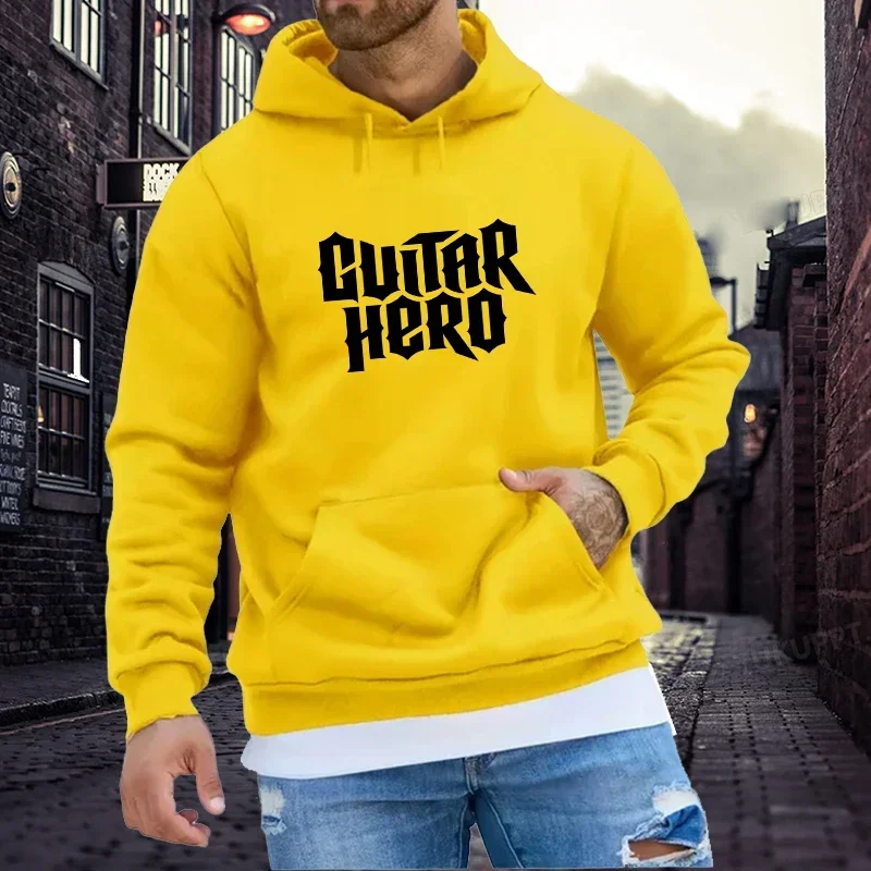 Guitar Hero Letter Design Sweatshirt Men Hooded Hip Hop Warm Comfortable Hoodie Street Oversize Fashion Pullovers Top