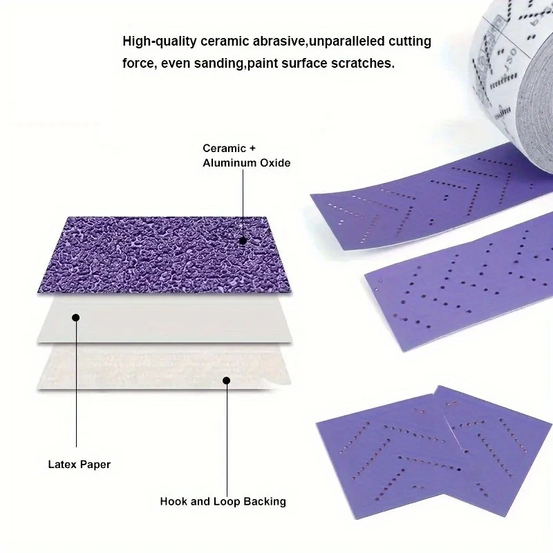 Easy-to-cut perforated sandpaper roll for woodworking and car body repair - Fine-grit ceramic abrasive disc