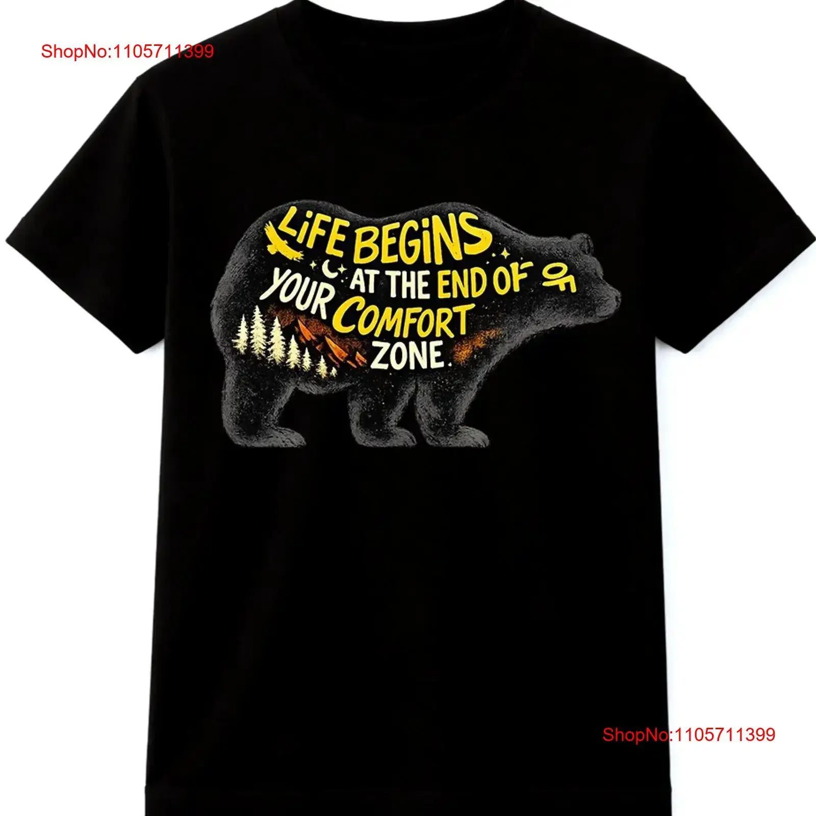 Comfort Zone T Shirt Bear Motivational Quote Inspirational long or short sleeves vintage Washed fashion graphic Casual Unisex