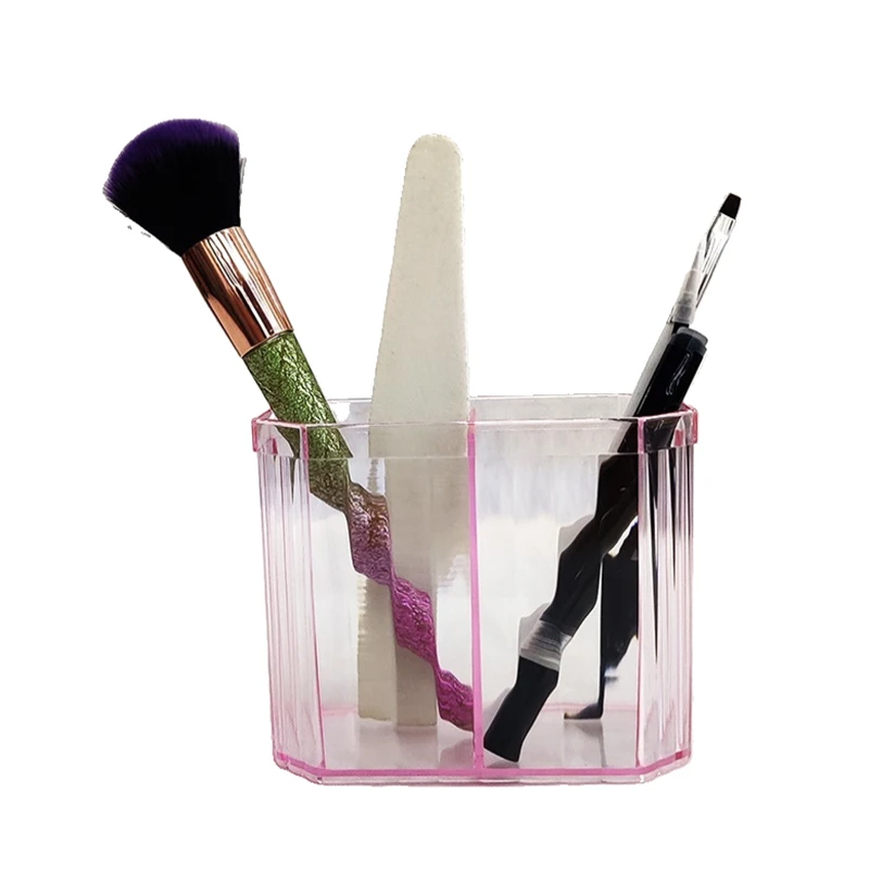 Plastic Pen Holder Makeup Brushes Box Desk Pencil Case Storage Organizer Display Stand Stationery Business Office Supplies