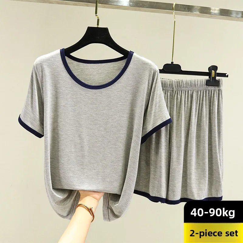 Summer Modal Spwear Set Women's Loose ort Sve T-irt plus Size Top orts Two-piece Set Comfortable Home Clothes
