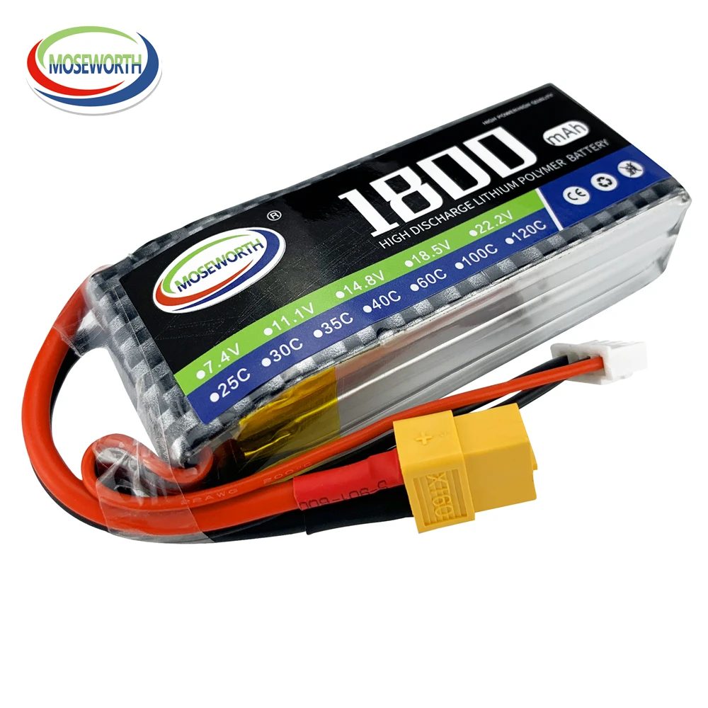 Moseworth RC LiPo Battery 3S 120C 1100 1300 1500 1800 2200mAh For RC Airplane Drone Boat 11.1V LiPo 3S Lipo Battery 2200mah