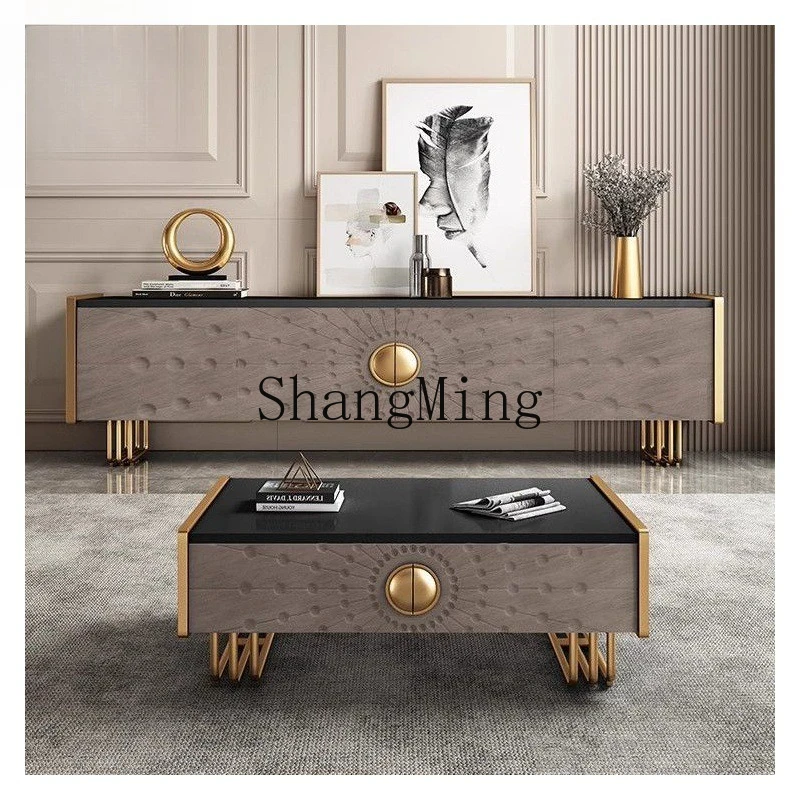 

CL light luxury TV cabinet coffee table combination modern villa living room bedroom storage side cabinet