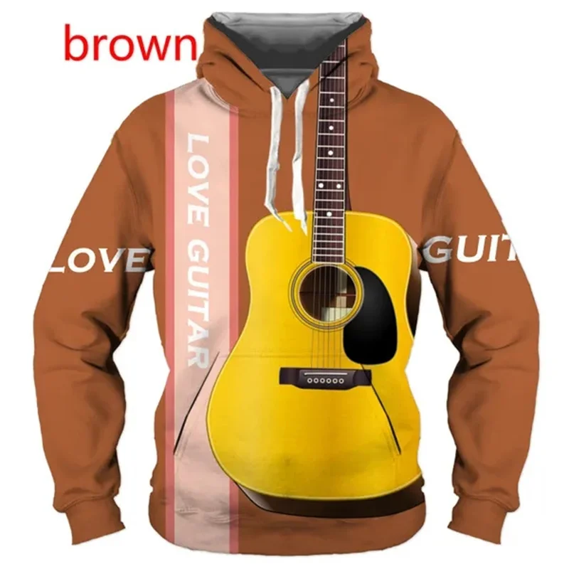 New Guitar Graphic Hoodies For Men 3D Music Guitar Printed Hooded Sweatshirts Kids Essential Hoodie Women Harajuku Pullovers Top