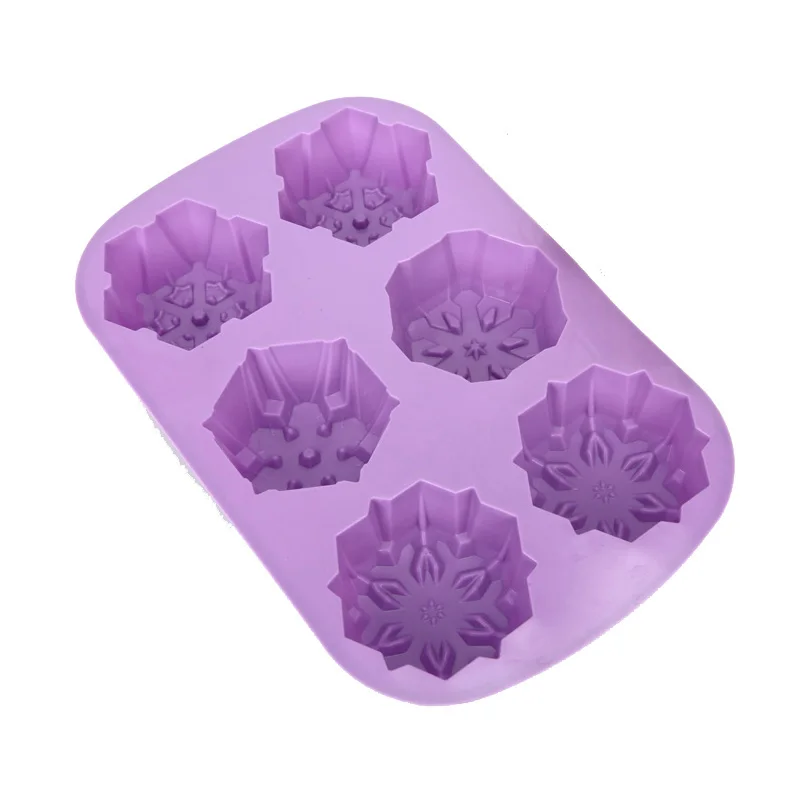 6 Holes Christmas Decorations Pentagram Snowflake Chocolate Party DIY Fondant Baking Cooking Cake Decorating Tools Silicone Mold