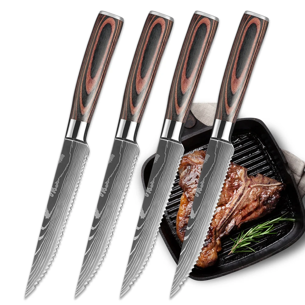 Stainless Steel Steak Knife Cut Meat Fruit Fish Vegetable Slicing Knife Dinner Kitchen Knives Sharp Blade Steak Knives Filleting