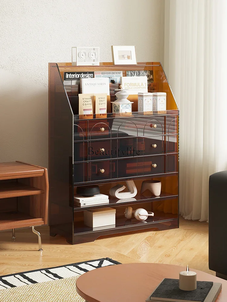 

FG10Nordic retro magazine cabinet light luxury multi-layer medieval storage cabinet