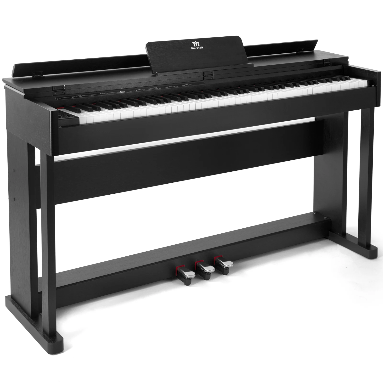 MUSTAR Digitalpiano 88 Tasten mit Hammermechanik, E-Piano Set mit 3 Pedalen, Anfänger-Set für Zuhause, Schwarz Holzoptik