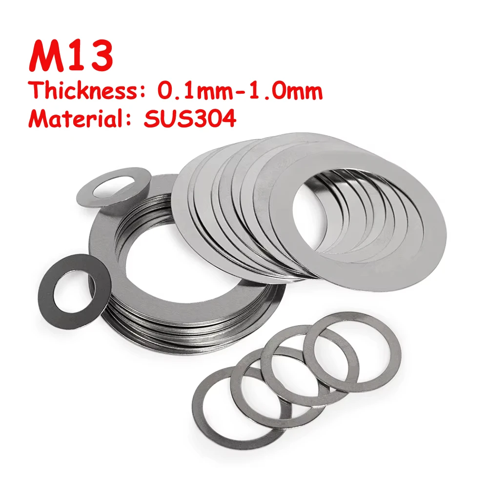 

Yiqianyuan M13 DIN988 SUS304 Stainless Steel Adjusting Shim Washers Ultra-thin Plain Washer Flat Gaskets