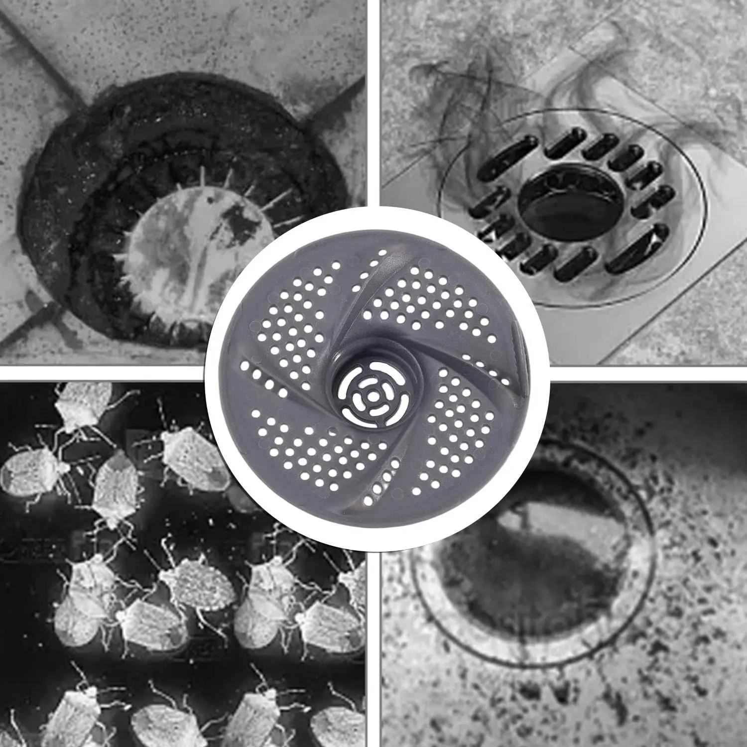 Anti-Clogging Drain Cover Rotating Mesh Sink Strainer Hair Catcher With Drain Holes Kitchen Bathroom Shower Drain Filter Cover view 6