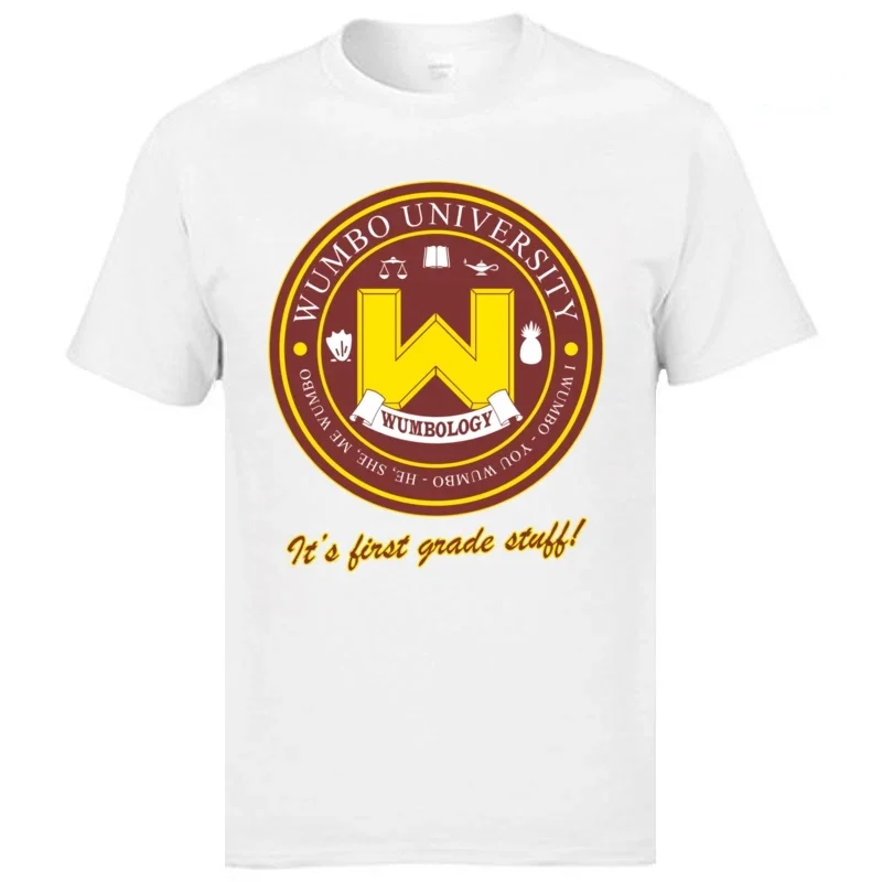 Wumbo Univarsity Logo Design Tops T Shirts Black Custom Print Leisure Tee Shirt Adult Tee Shirts Cotton Summer Team Tshirts