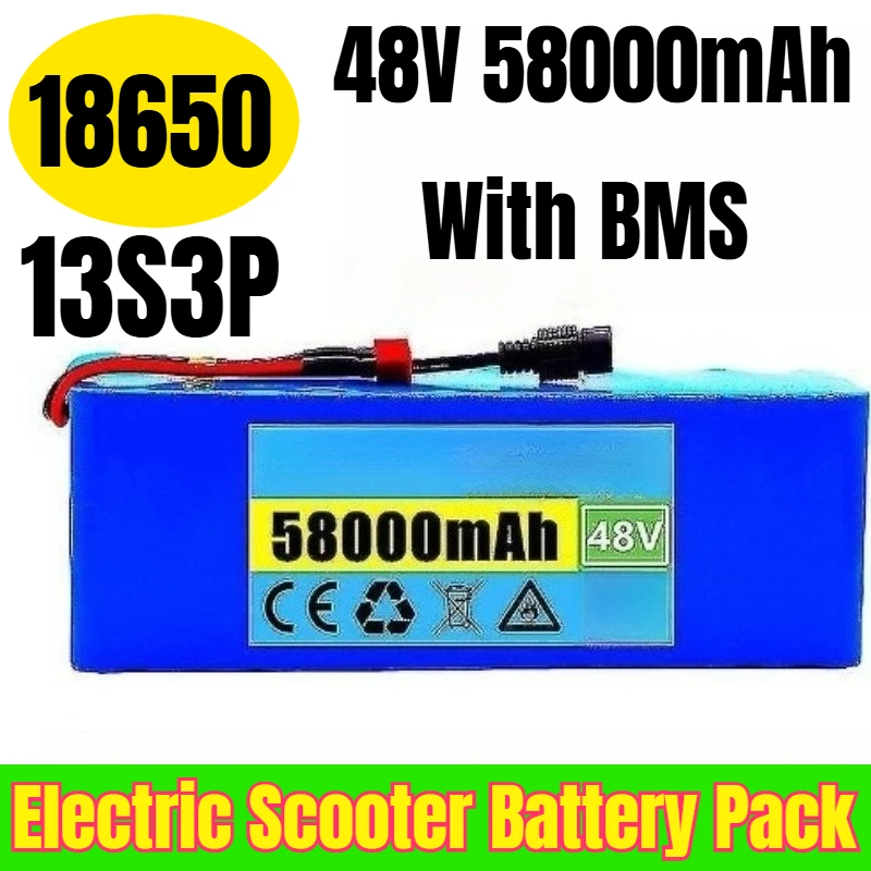 

13S3P 48V 58000mAh 18650 Electric Scooter Battery Pack with BMS