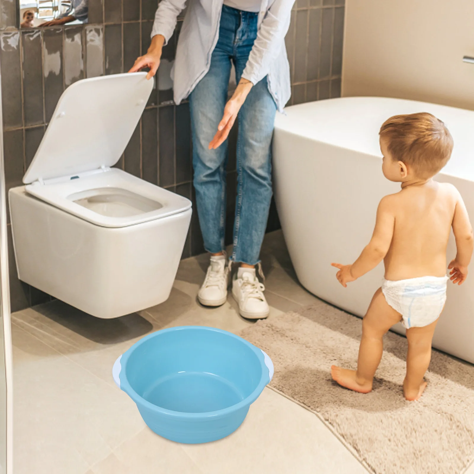 

2 шт. утолщенный пластиковый умывальник для ванной комнаты, домашнего использования, прочный брызгозащищенный умывальник для лица, рук, ног, портативный