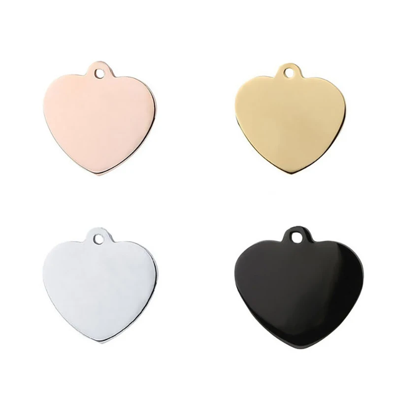 Wholesale 100Pcs Heart Engraving Personalized Dog Tag ID Pendant Necklaces For Man Stainless Steel ID Tags Necklace Accessories