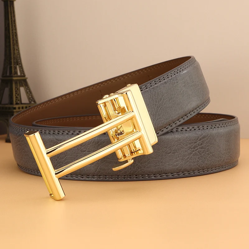 Wysokiej jakości designerskie paski z automatyczną klamrą mężczyźni prawdziwej skóry luksusowe 3.5cm szerokości modny gorset formalny ceinture homme Z227