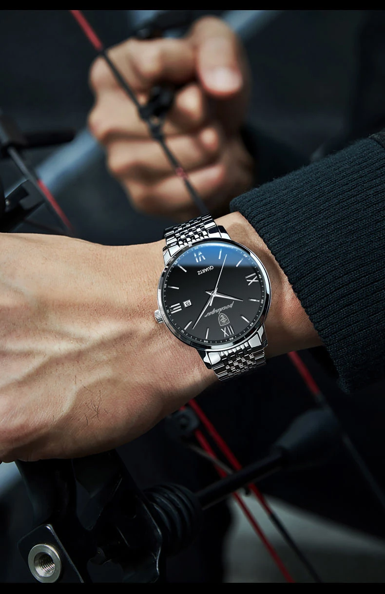 POEDAGAR Luxus Sport herren Armbanduhr Edelstahl Wasserdicht Datum Mann Uhr Hohe Qualität Casual Mode Quarz Männer Uhren – Detail 3