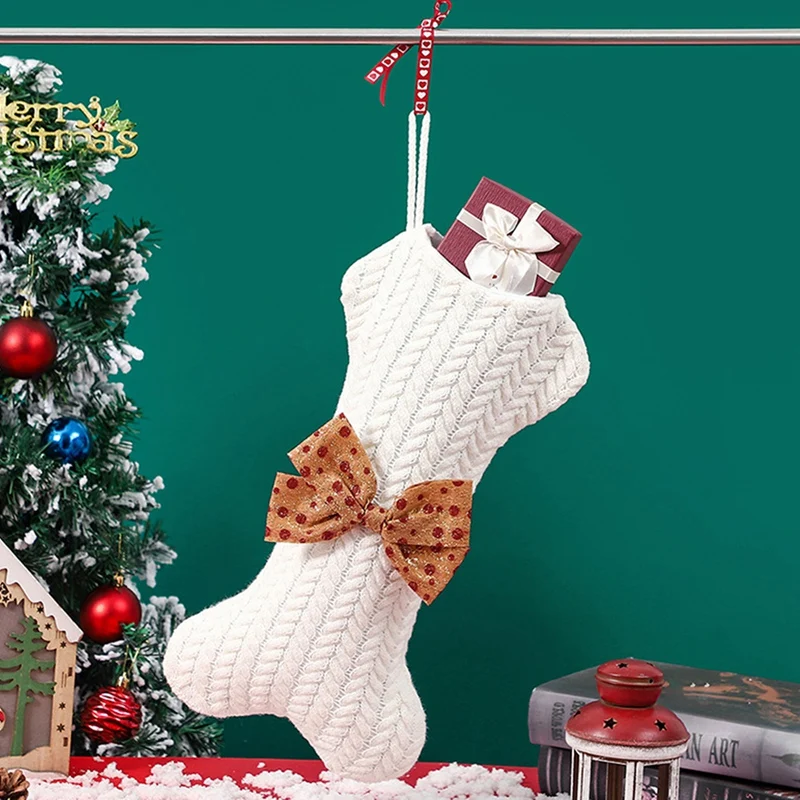 Christmas Ornament Knitting Wool Hanging Ornament Christmas Stocking Gift Bag Durable