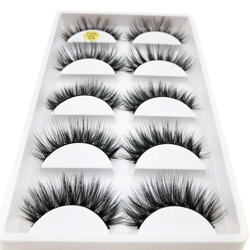 5 pairs/Tray Multi-level W-shape collection Soft & Light-weight 100% real mink magnification false eyelashes with customizable