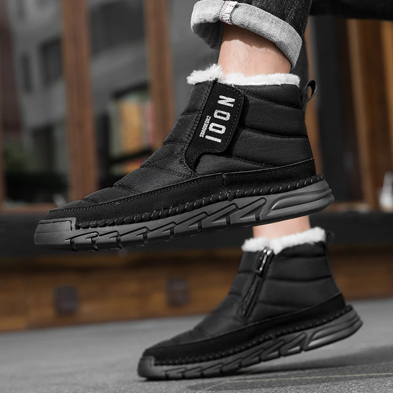 أحذية الثلوج الشتوية عالية الجودة لعام 2026 سميكة مع بطانة من القطن أحذية قطنية أحذية المشي لمسافات طويلة كبيرة الحجم للرجال مقاس 38-48