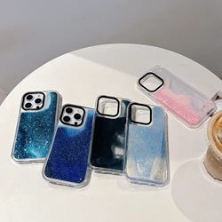 Clear Glitter Liquid Quicksand Case For iPhone 16 Pro Max 15 14 13, Transparent Sparkle Bling Sequins Hard Phone Cover Funda