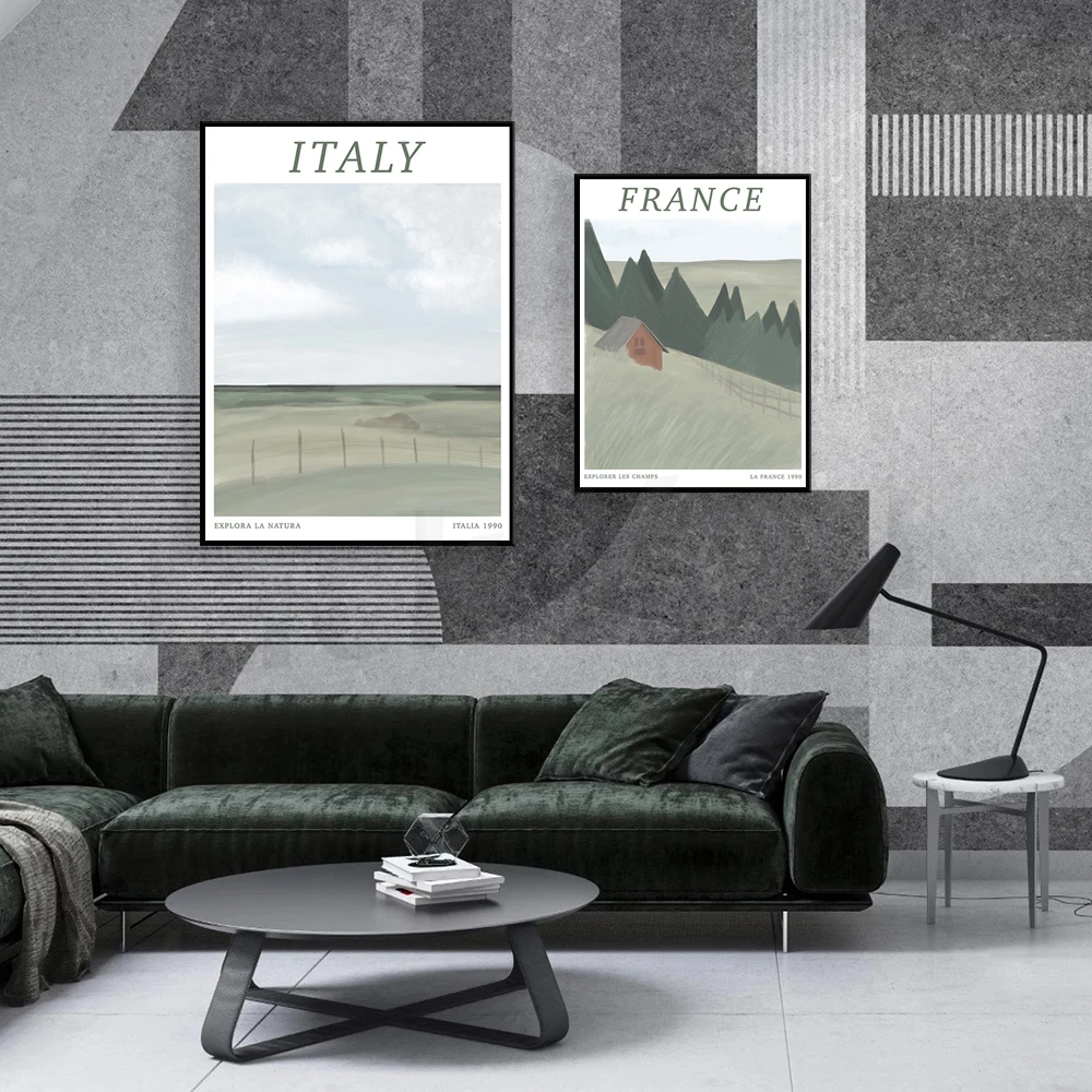 Sage Green Aesthetic Decor, Italy Travel Poster, Cottage Core Drawings