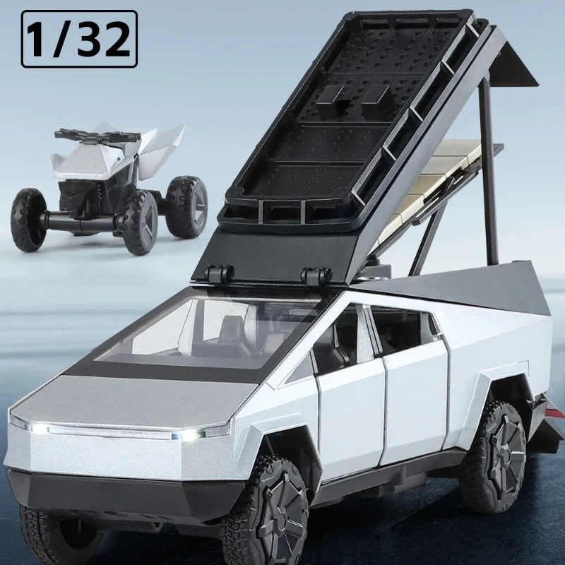 

1:32 Cyber The Truck Pickup Alloy Кемпинг Модель автомобиля на колесах Литая под давлением Металлическая игрушка Ван Дом на колесах Туристический автомобиль Модель Звук Свет Подарки для детей