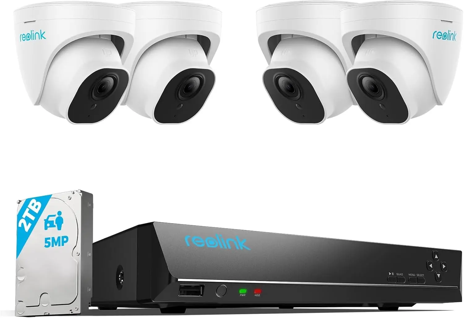 

Smart 5MP 8CH Home Security Camera System, 4pcs Wired 5MP PoE IP Cameras Outdoor with Person Vehicle Detection