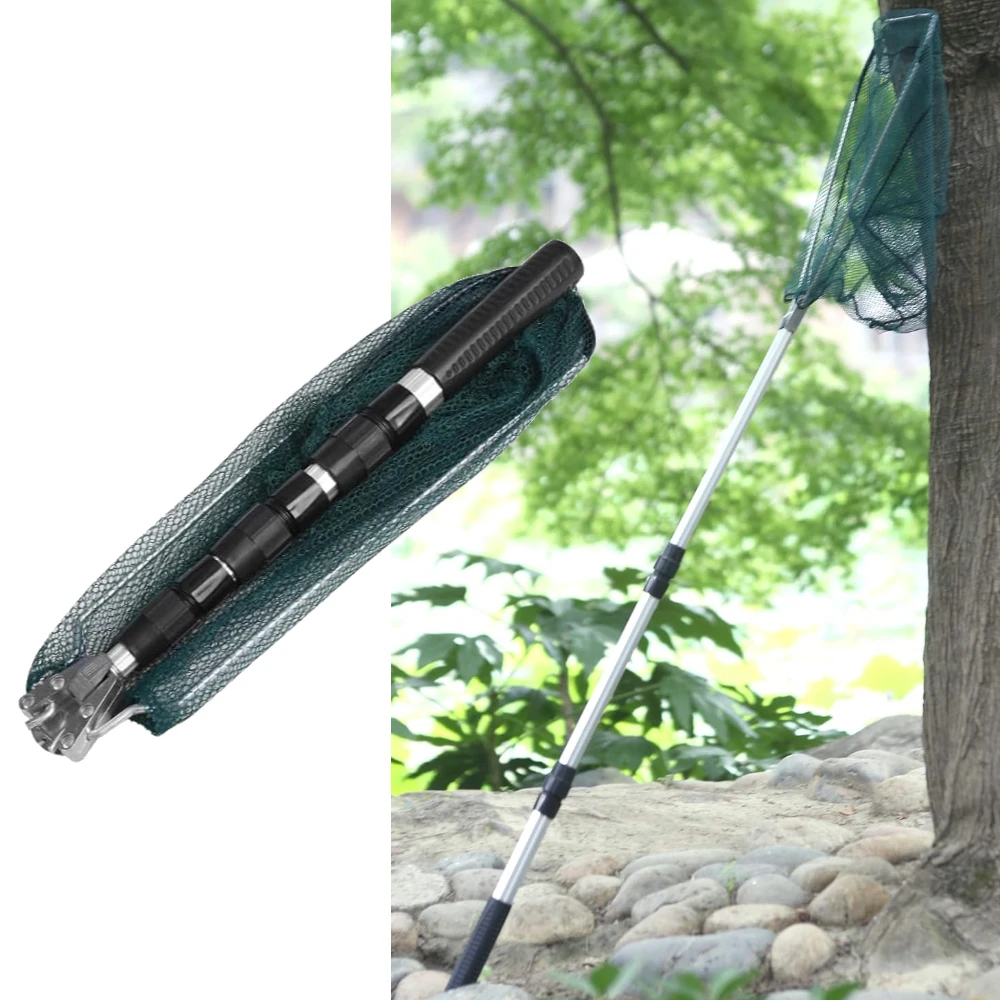 Red de pesca de aterrizaje retráctil de 150/190cm, red de pesca telescópica de acero inoxidable, Brail de malla de mar plegable para pesca con mosca de carpa