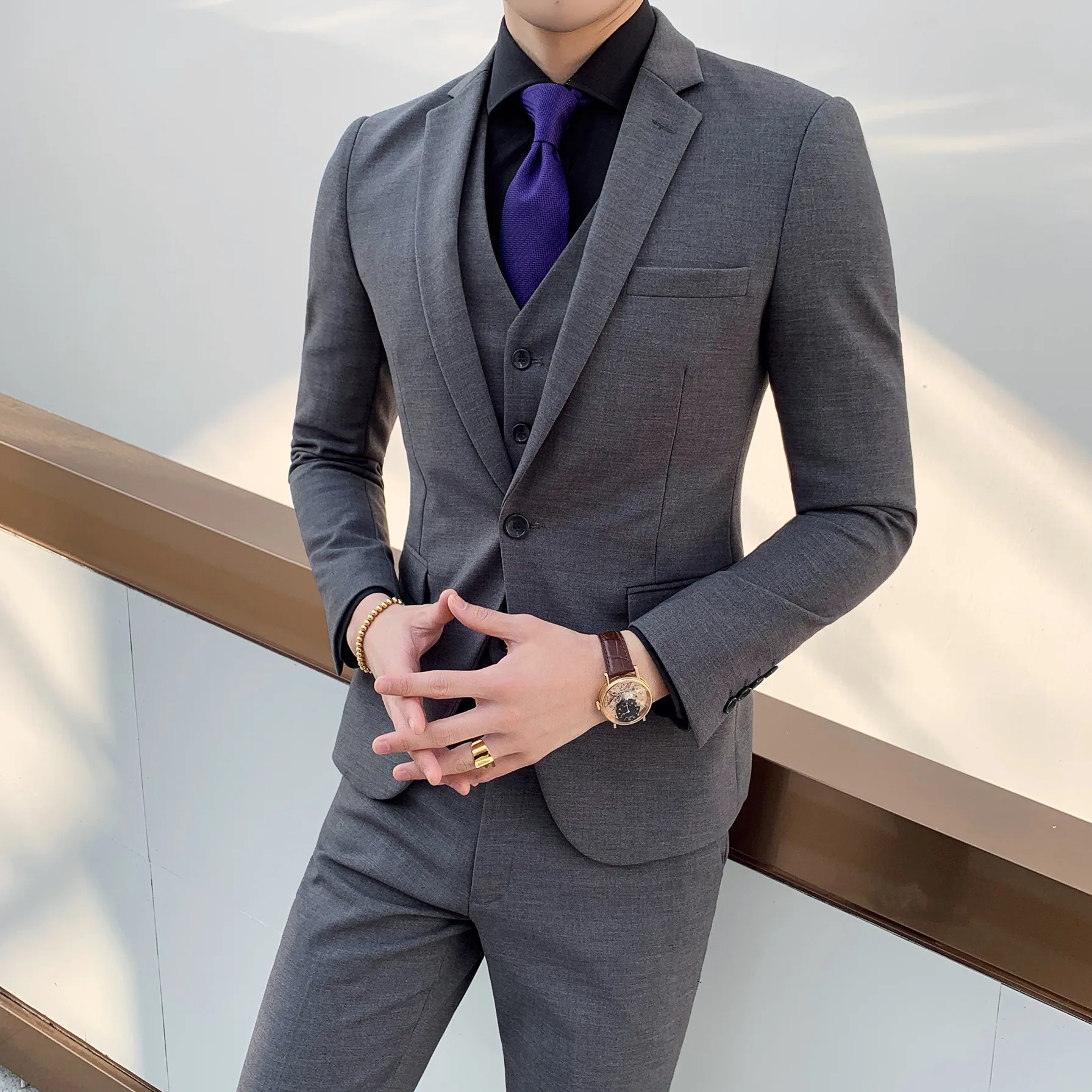 ชุดสูทสามชิ้นสำหรับผู้ชาย รุ่น - Men'S Formal Wear Not Suit บทวิจารณ์และราคา